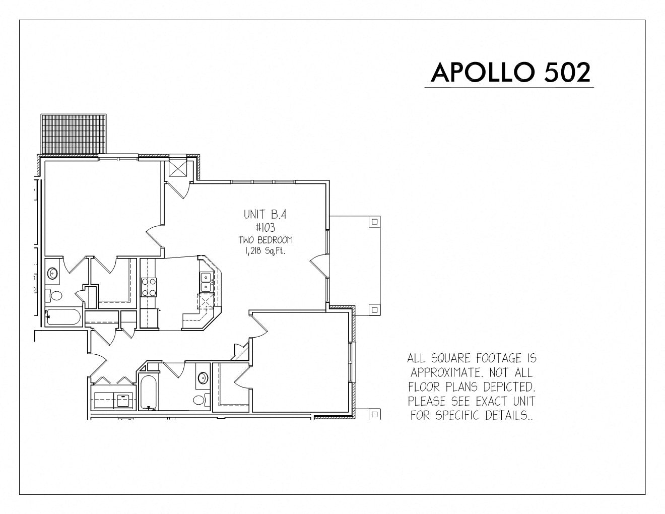 Floor plan for 2 beds, 2 baths, 1218 sqft